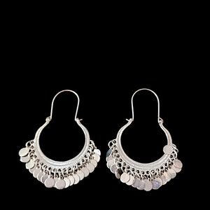 Chic Silver Hoop Earrings with Disc Accents